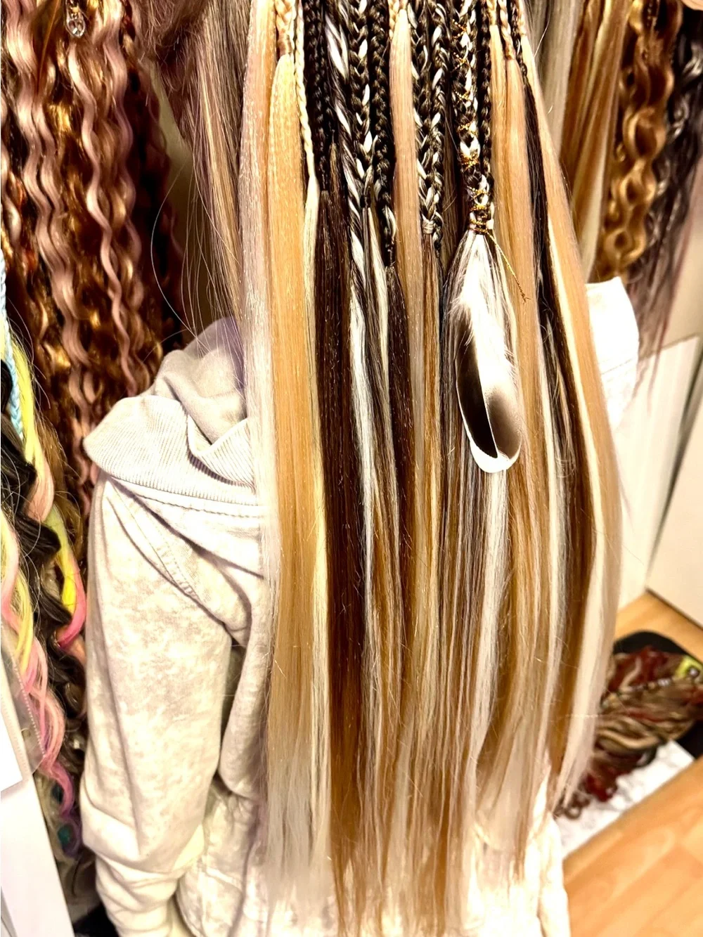 Blonde & Brown Braided Hair Extensions - Multi-Tone Accent
